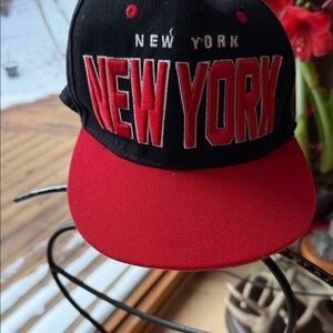 T&T New York Snapback Hat Men Black Red Embroidered Flat Bill NYC Cap Adjustable